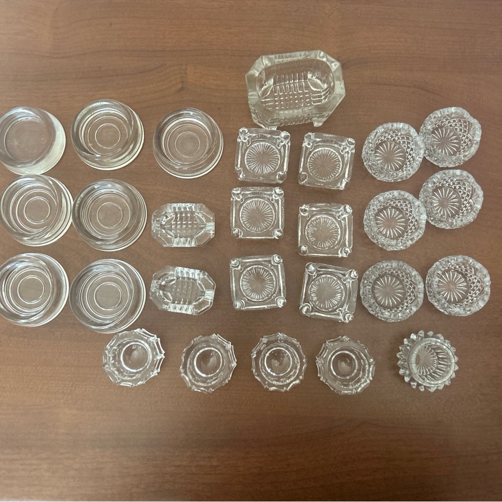 Lot Of 27 Vintage And Antique Crystal Open Salt Cellars Footed Round etc.